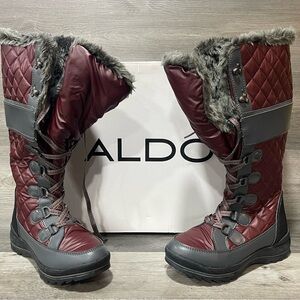 Aldo Women's Maroon and Charcoal Winter Boots